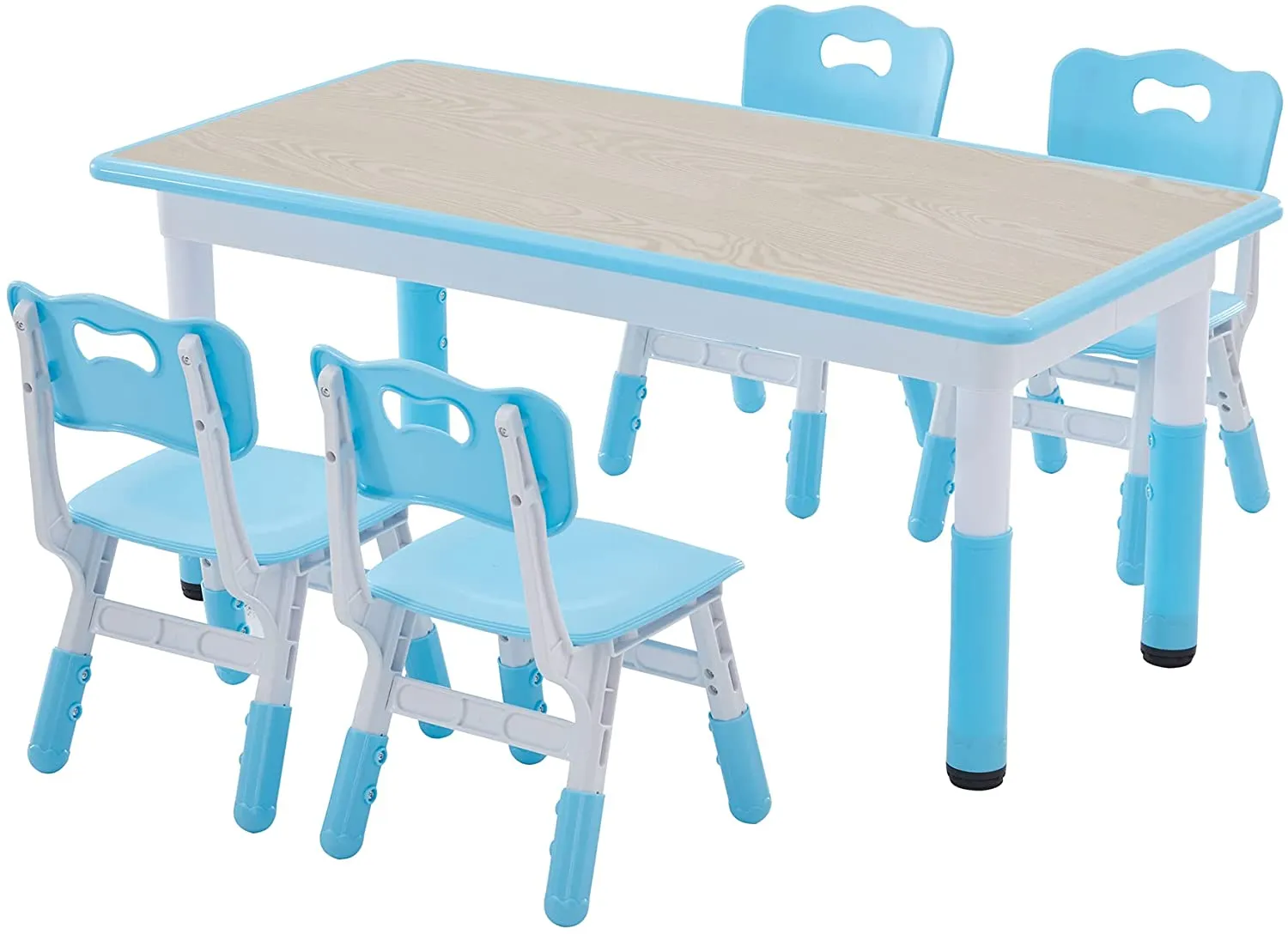 Toddler Table and Chairs Set Height-Adjustable Scrubtable for 4 kids