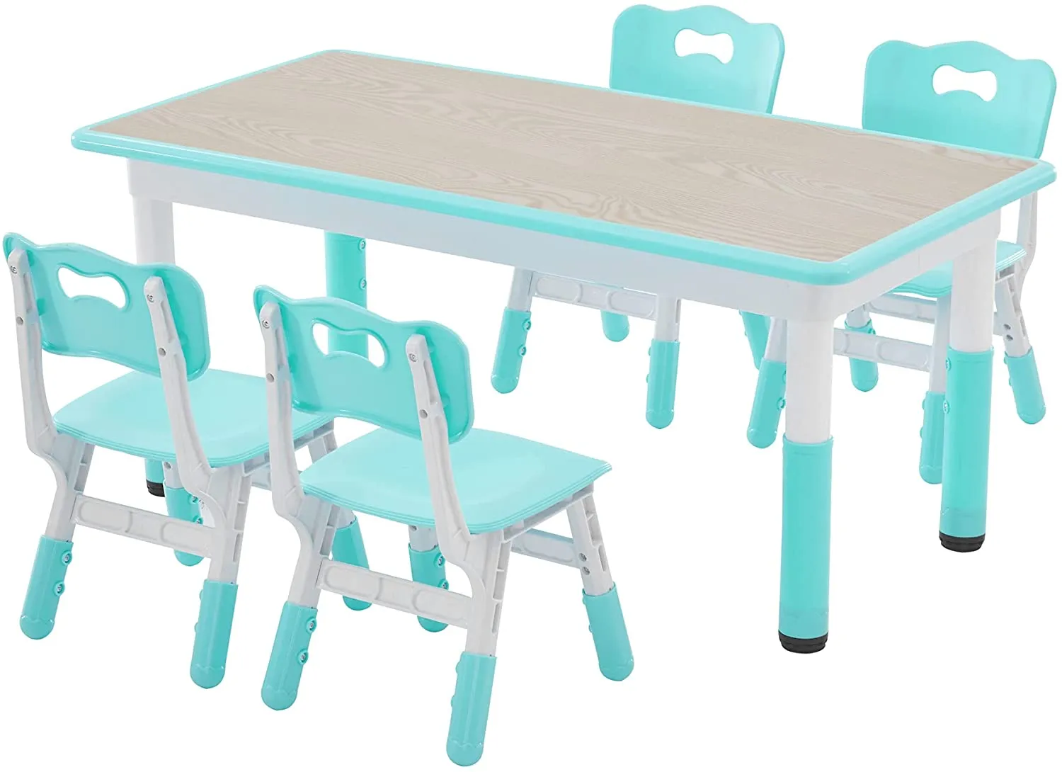 Toddler Table and Chairs Set Height-Adjustable Scrubtable for 4 kids
