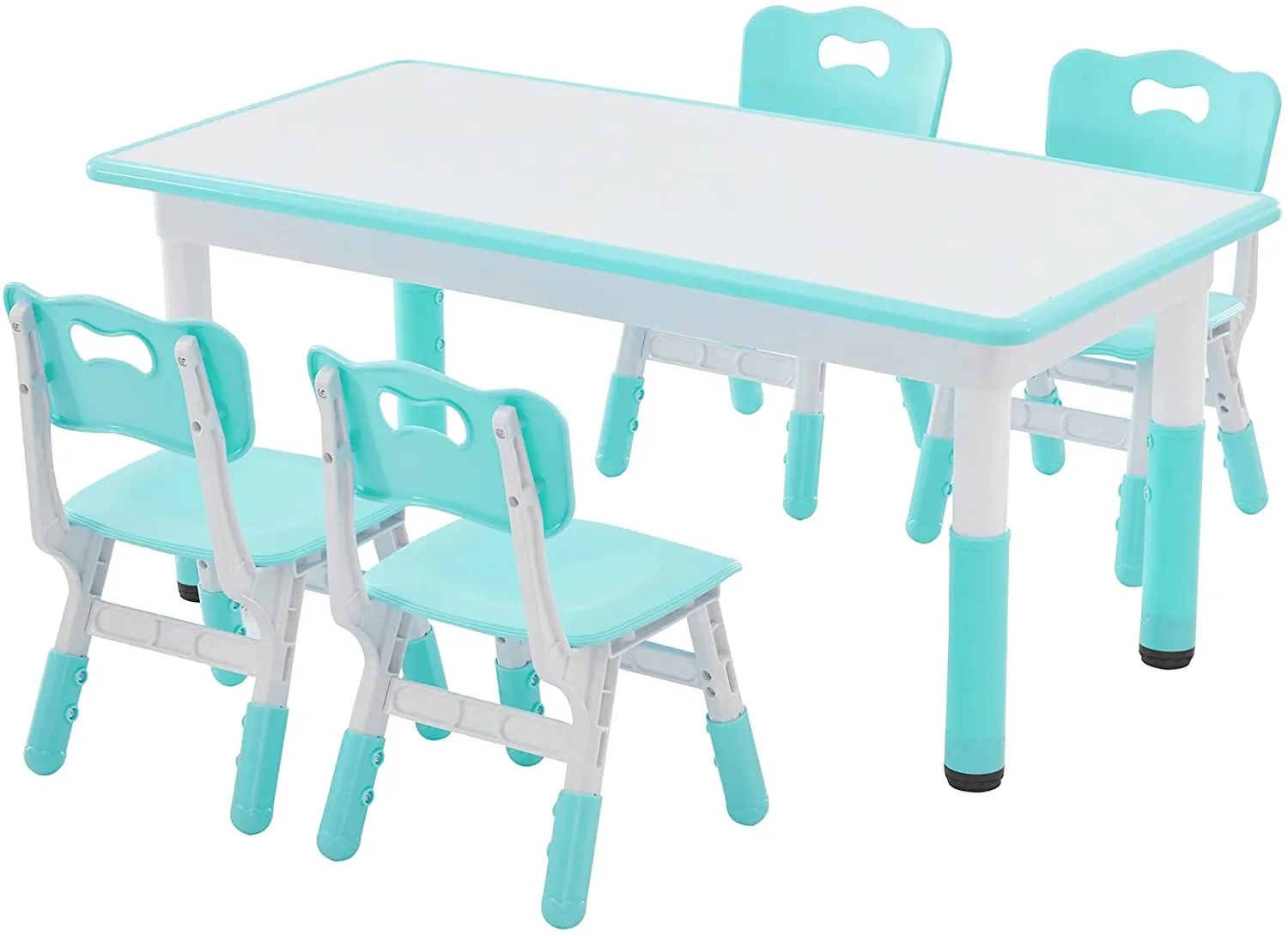 Toddler Table and Chairs Set Height-Adjustable Scrubtable for 4 kids