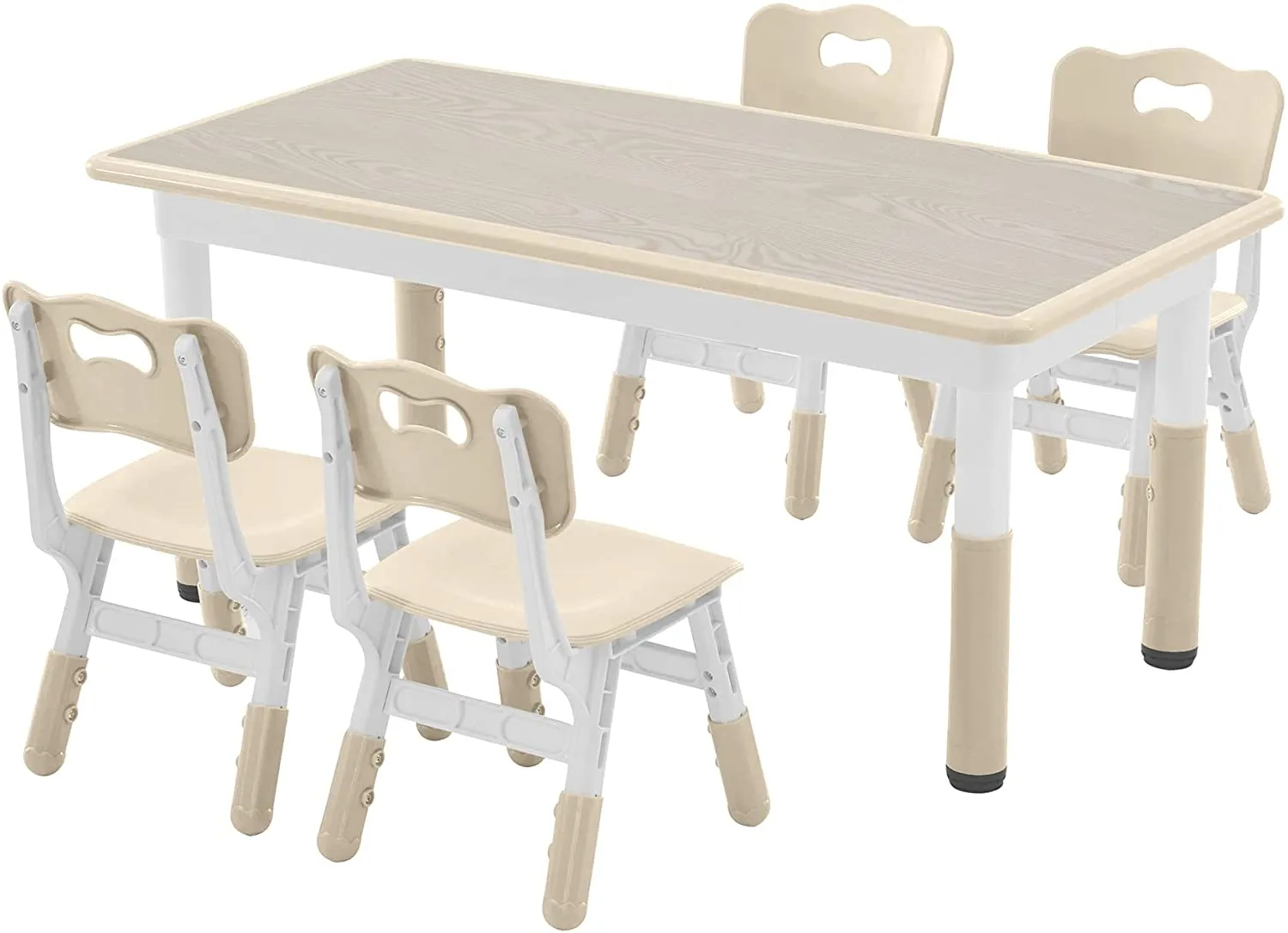 Toddler Table and Chairs Set Height-Adjustable Scrubtable for 4 kids
