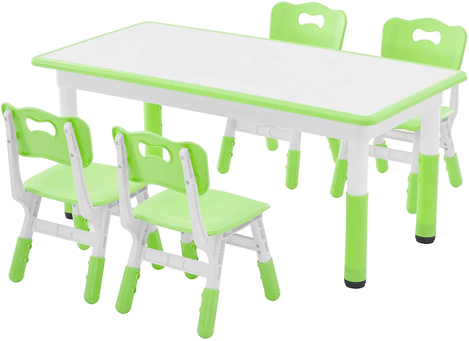 Toddler Table and Chairs Set Height-Adjustable Scrubtable for 4 kids
