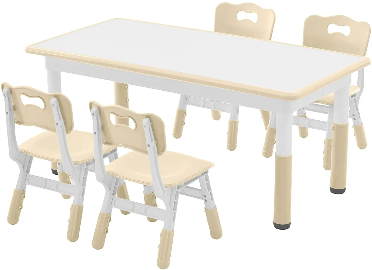 Toddler Table and Chairs Set Height-Adjustable Scrubtable for 4 kids