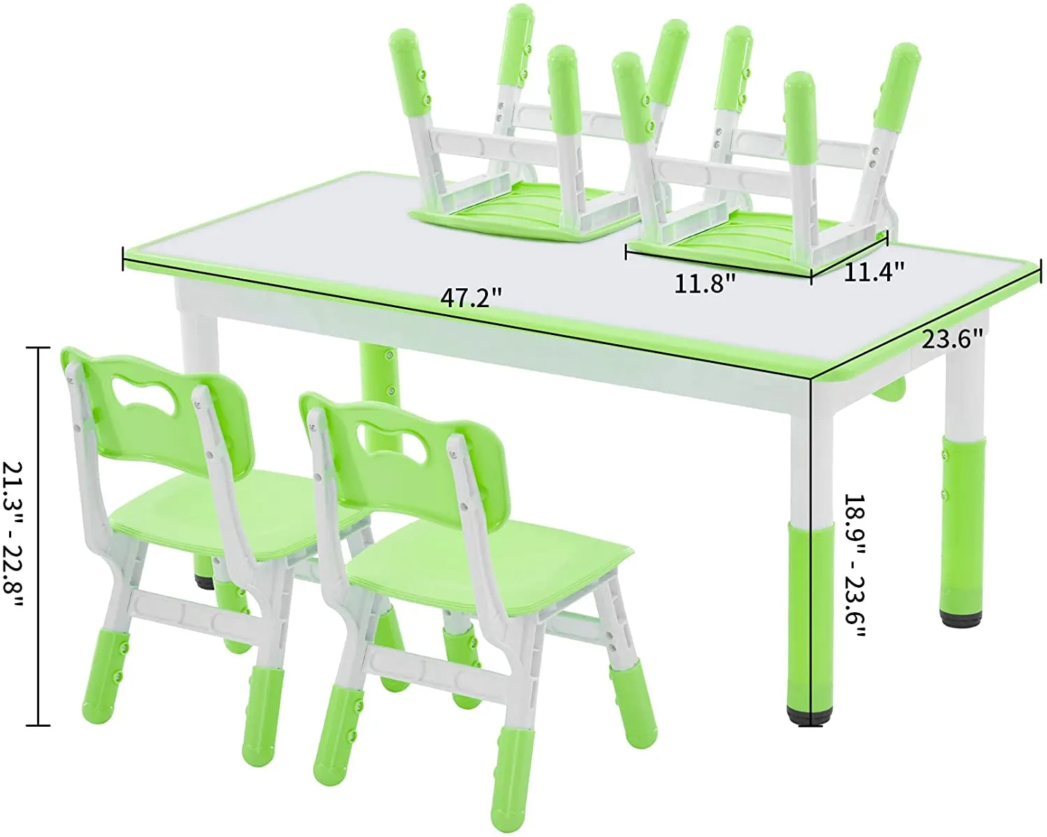 Toddler Table and Chairs Set Height-Adjustable Scrubtable for 4 kids