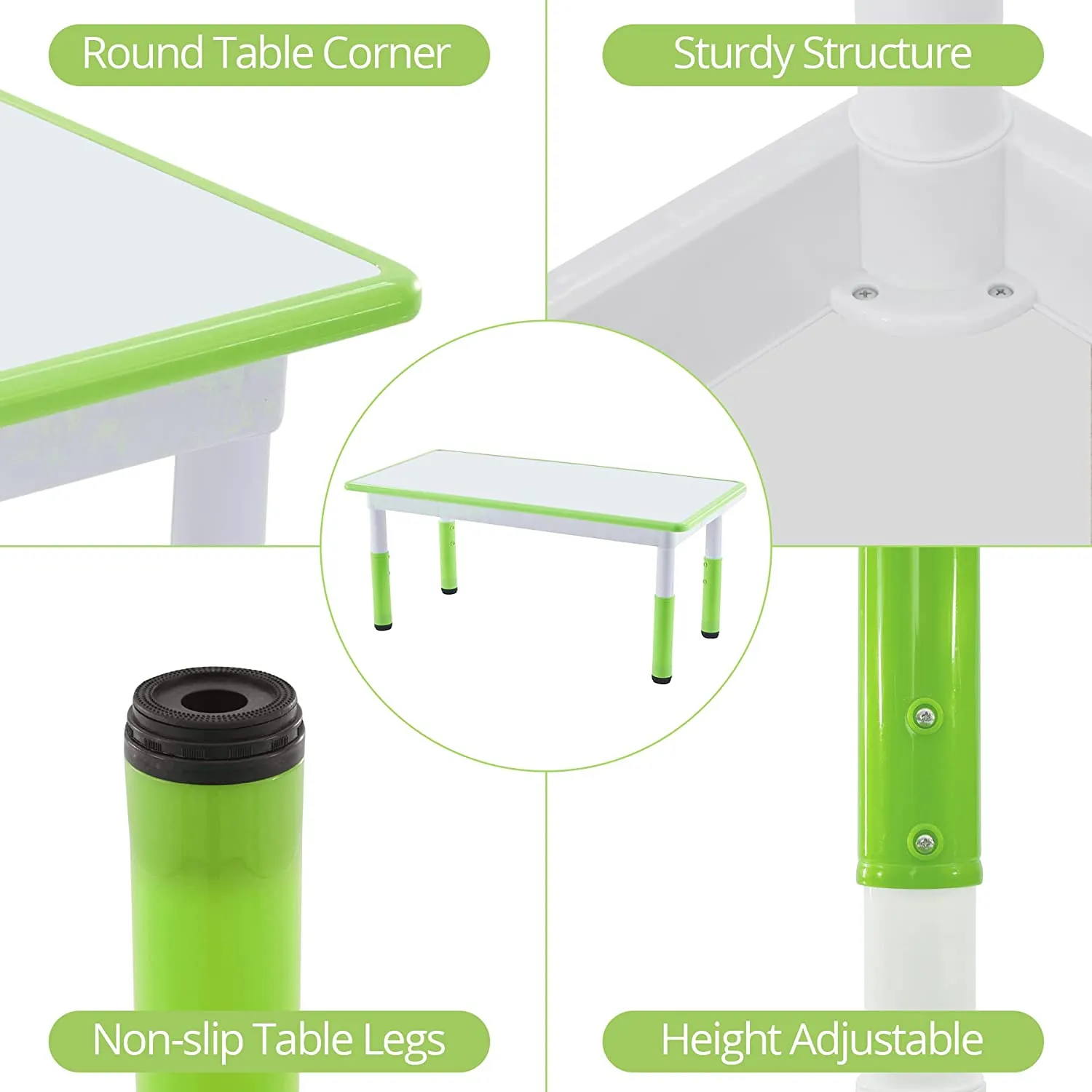 Toddler Table and Chairs Set Height-Adjustable Scrubtable for 4 kids