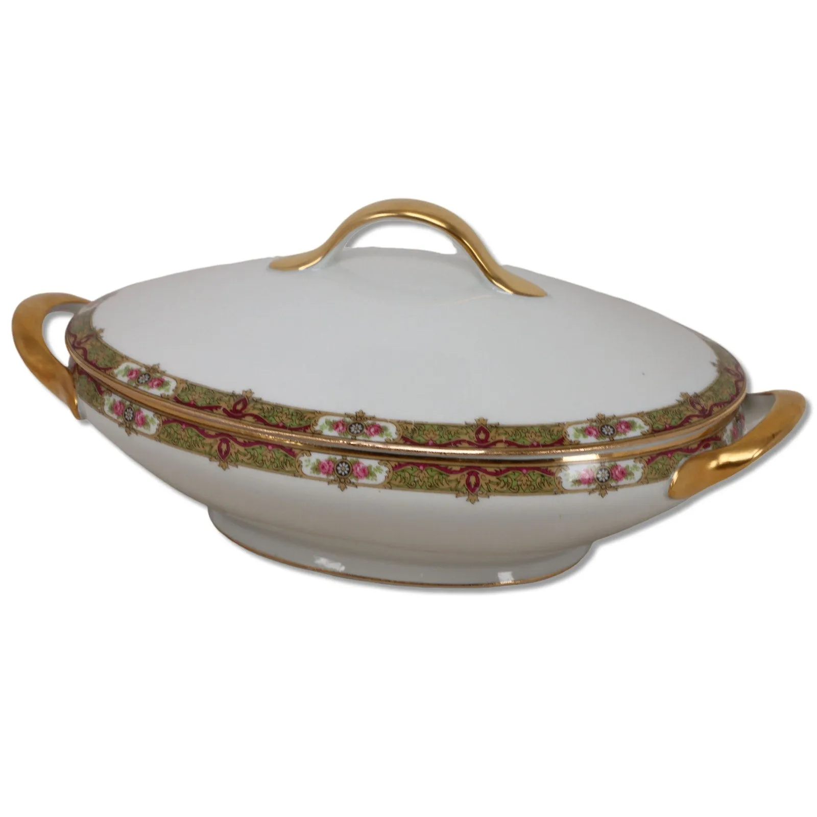 Tressemanes & Vogt TV Limoges TRV4 Oval Lidded Vegetable Serving Bowl 10" 1890's