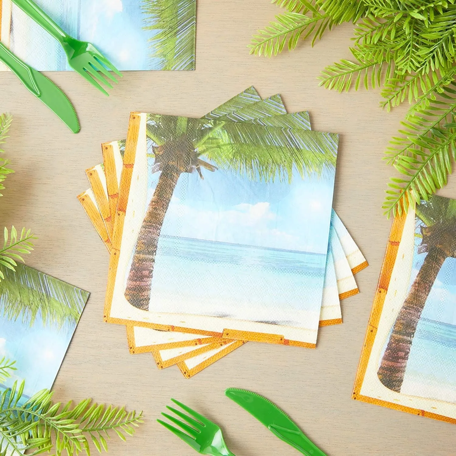 Tropical Paper Napkins for Luau, Hawaiian Party (6.5 x 6.5 Inches, 150 Pack)