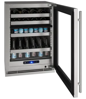 U-Line Beverage Center 24" Dual Zone Reversible Hinge Stainless Frame 115v