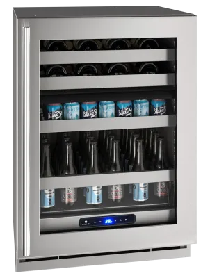 U-Line Beverage Center 24" Dual Zone Reversible Hinge Stainless Frame 115v