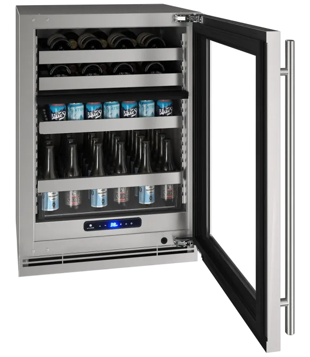 U-Line Beverage Center 24" Dual Zone Reversible Hinge Stainless Frame 115v
