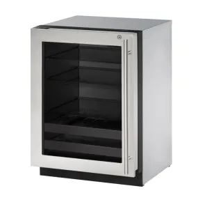 U-Line Beverage Center 24" Lock Left Hinge Stainless Frame 115v