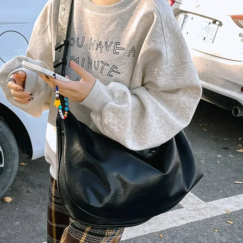 Uakiss Vintage Women Tote Bags Fashion 2025 Large Capacity PU Moto Style Crossbody Shoulder Hobos Designer Commute Bolso Mujer