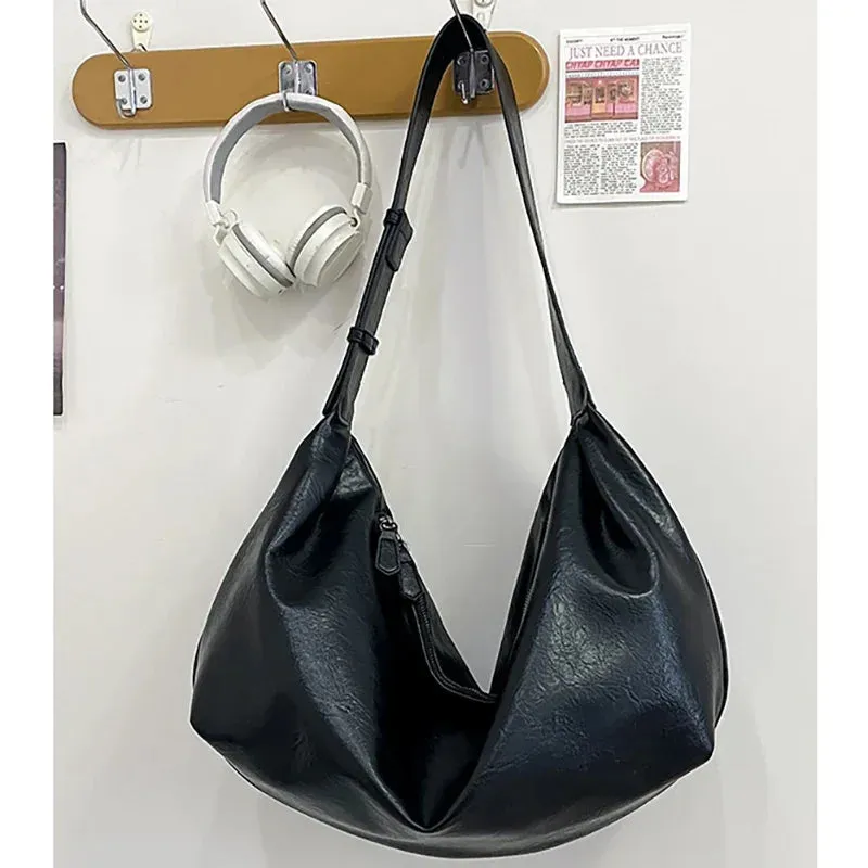 Uakiss Vintage Women Tote Bags Fashion 2025 Large Capacity PU Moto Style Crossbody Shoulder Hobos Designer Commute Bolso Mujer