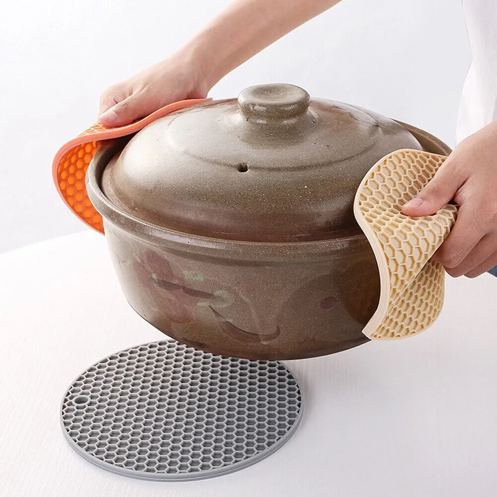 US 7-14 Pack Silicone Hot Pot Holder Trivet Mat Non Stick Heat Resistant Kitchen
