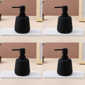 USHA SHRIRAM 260ml Soap Dispenser Bottle | Ceramic Soap & Lotion Dispenser Set | Kitchen Dish Soap Pump Dispenser Set | Hand Shower Washing Soap Dispenser (Design2 - Black, Pack of 4)