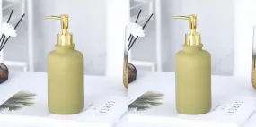 USHA SHRIRAM 400ml Soap Dispenser Bottle | Ceramic Soap & Lotion Dispenser Set | Kitchen Dish Soap Pump Dispenser Set | Hand Shower Washing Soap Dispenser for Kitchen Sink (Pack of 2, Green)