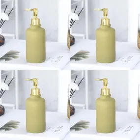 USHA SHRIRAM 400ml Soap Dispenser Bottle | Ceramic Soap & Lotion Dispenser Set | Kitchen Dish Soap Pump Dispenser Set | Hand Shower Washing Soap Dispenser for Kitchen Sink (Pack of 4, Green)