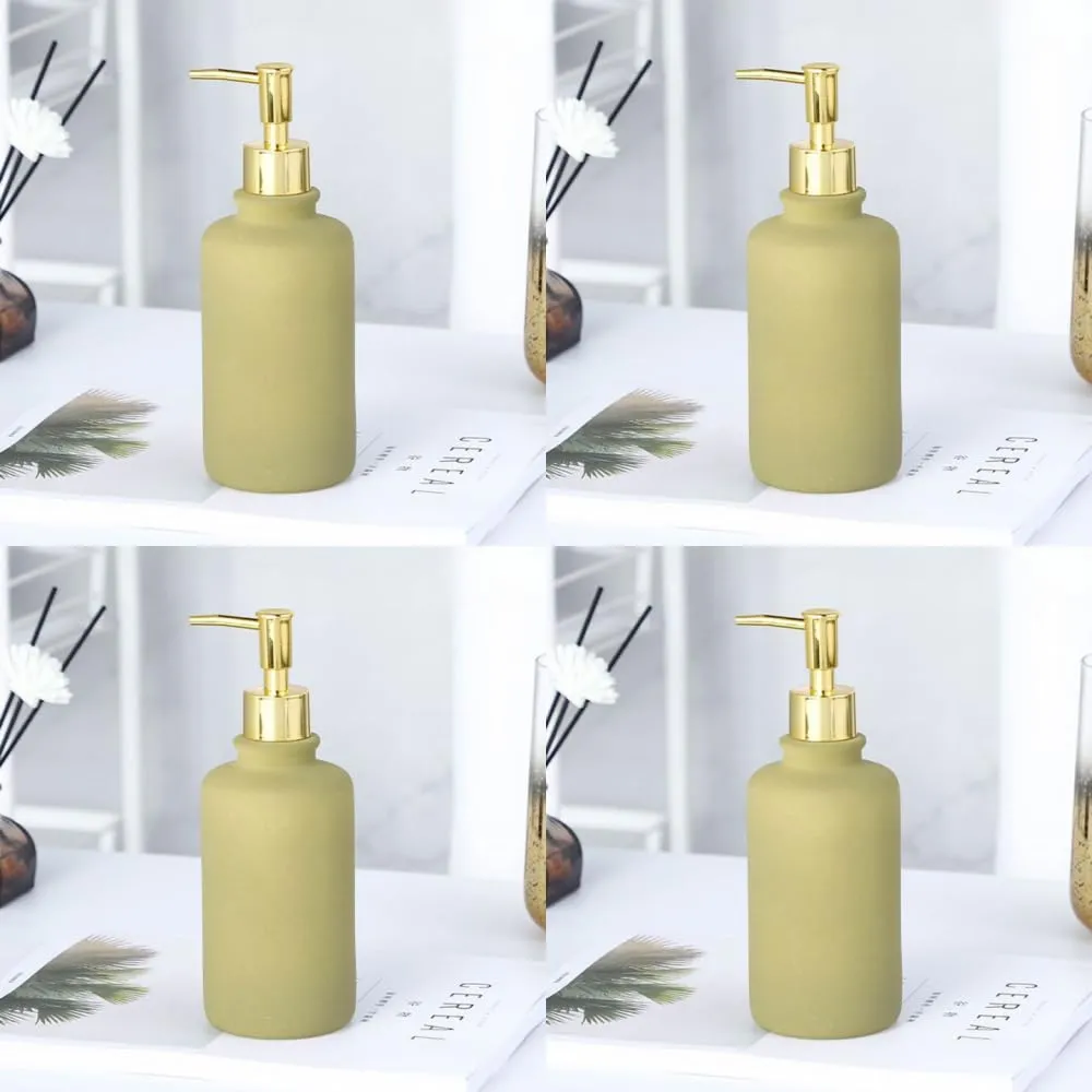 USHA SHRIRAM 400ml Soap Dispenser Bottle | Ceramic Soap & Lotion Dispenser Set | Kitchen Dish Soap Pump Dispenser Set | Hand Shower Washing Soap Dispenser for Kitchen Sink (Pack of 4, Green)