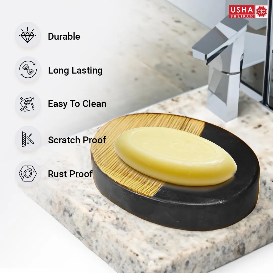 USHA SHRIRAM Soap Case | Ceramic Soap & Lotion Dispenser Set | Kitchen Dish Soap Pump Dispenser Set | Hand Shower Washing Soap Dispenser for Kitchen Sink & Bathroom (Design 2 - Black, Pack of 2)