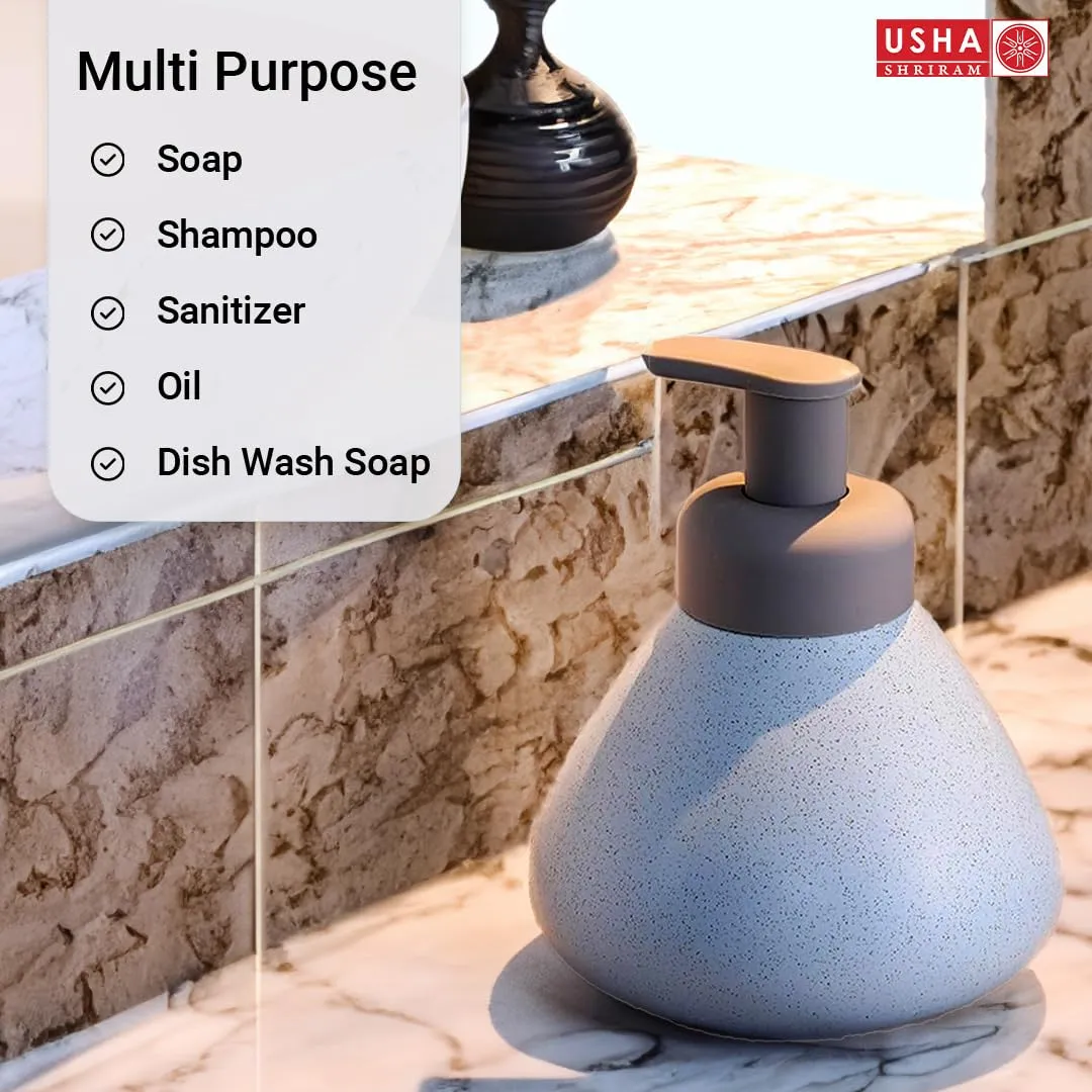 USHA SHRIRAM Soap Dispenser Bottle | Ceramic Soap & Lotion Dispenser Set | Kitchen Dish Soap Pump Dispenser Set | Hand Shower Washing Soap Dispenser (360ml - Design 1 - Blue, Pack of 4)