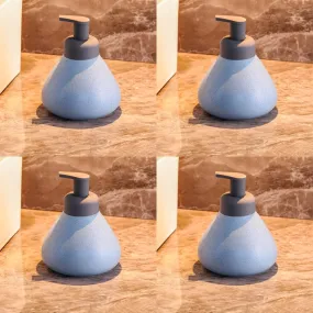 USHA SHRIRAM Soap Dispenser Bottle | Ceramic Soap & Lotion Dispenser Set | Kitchen Dish Soap Pump Dispenser Set | Hand Shower Washing Soap Dispenser (360ml - Design 1 - Blue, Pack of 4)