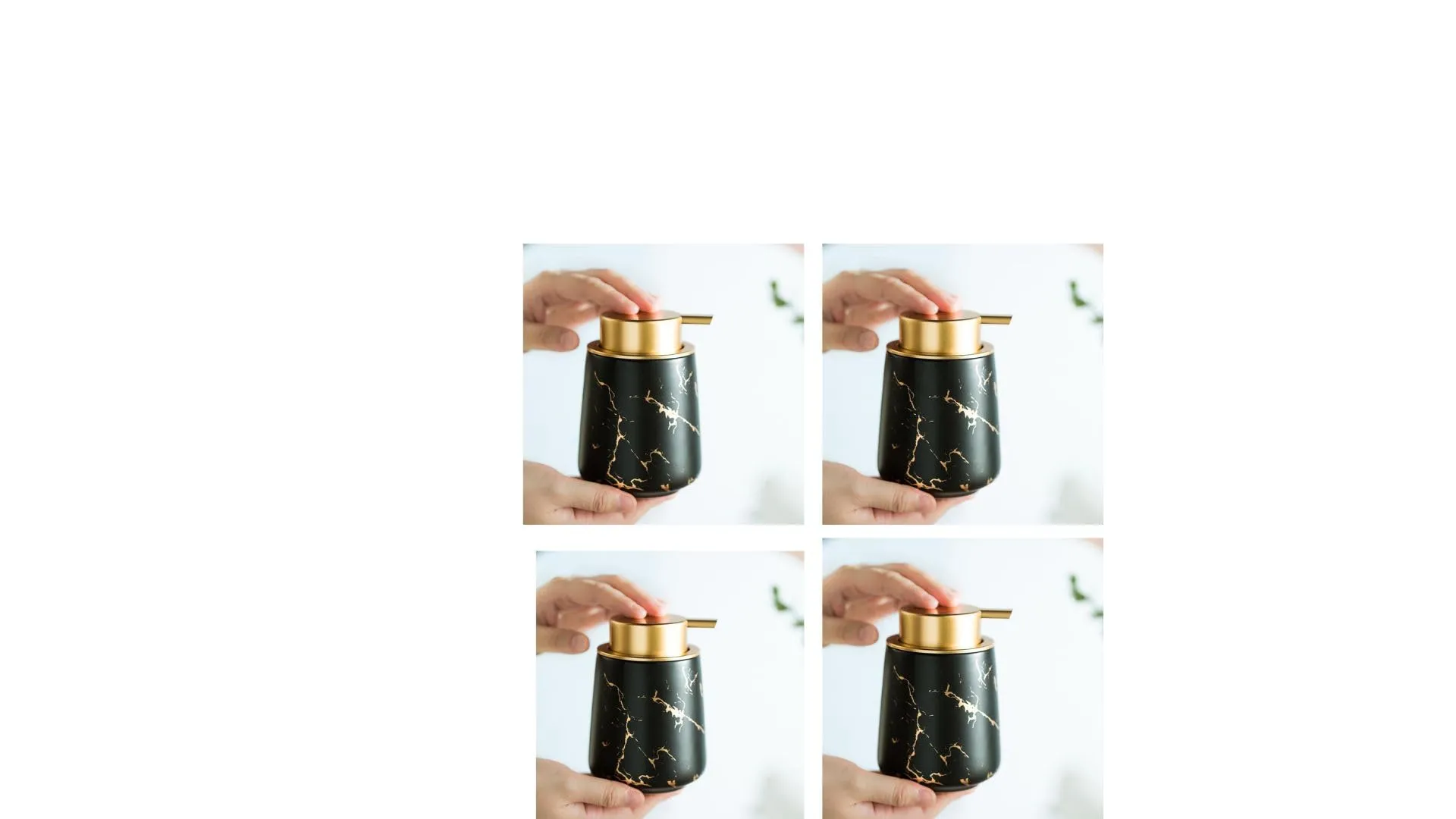 USHA SHRIRAM Soap Dispenser Bottle | Ceramic Soap & Lotion Dispenser Set | Kitchen Dish Soap Pump Dispenser Set | Hand Shower Washing Soap Dispenser (400ml - Design 4 - Black, Pack of 4)