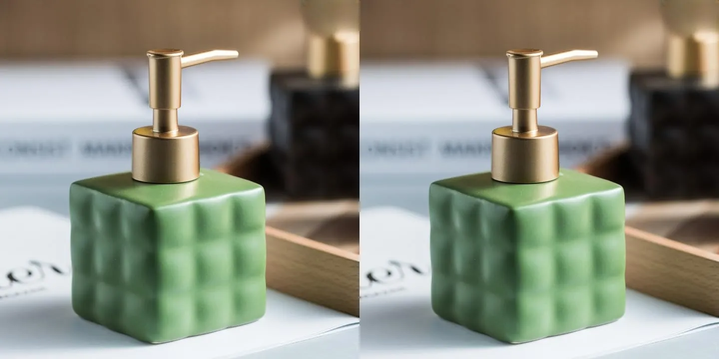 USHA SHRIRAM Soap Dispenser | Ceramic Soap & Lotion Dispenser Set | Kitchen Dish Soap Pump Dispenser Set | Hand Shower Washing Soap Dispenser for Kitchen Sink & Bathroom (220 ml, Green, 4)