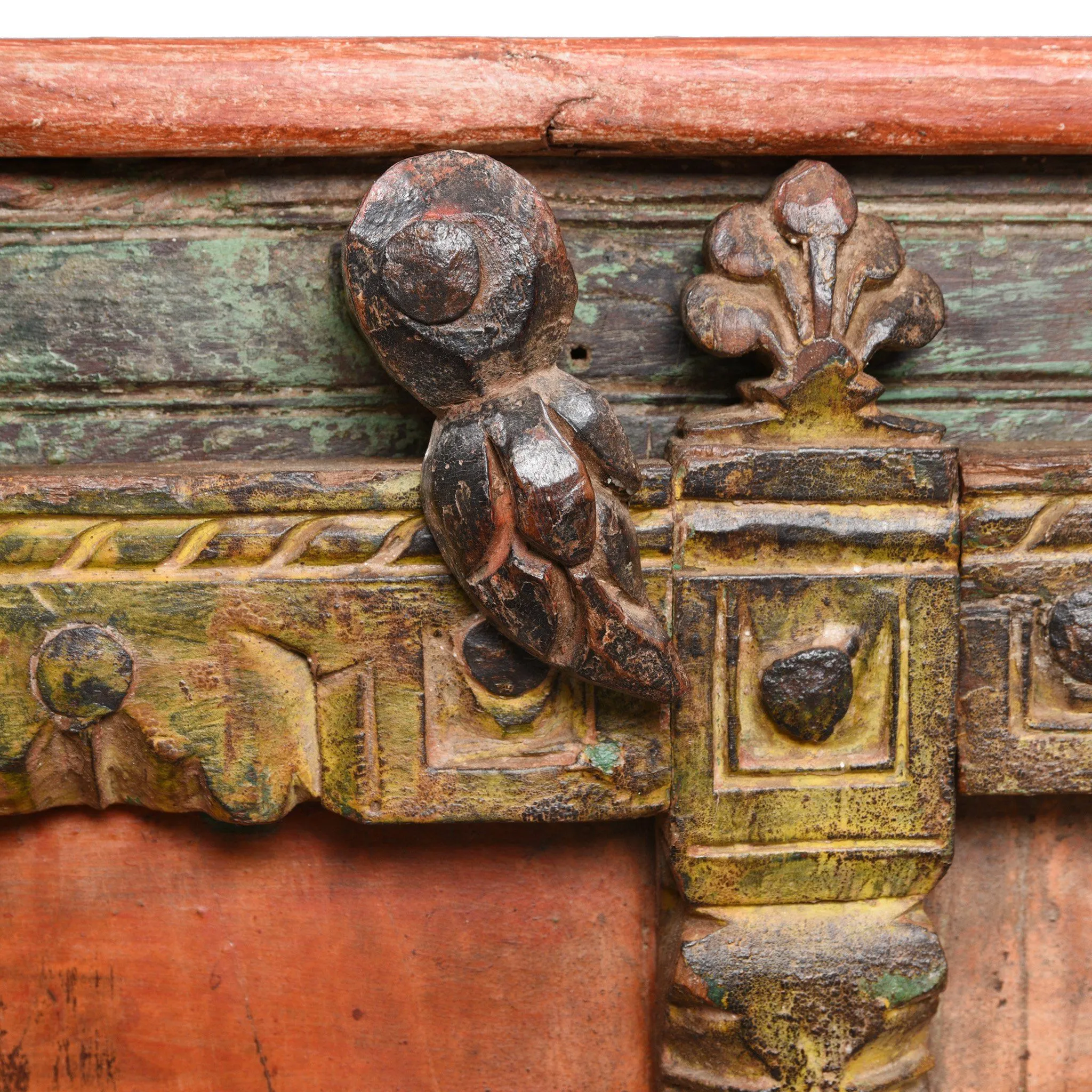 Vermillion Painted Cabinet From Gujarat - 19thC