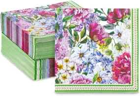Vintage Floral Paper Napkins for Baby Shower, Bridal Party (6.5 In, 150 Pack)