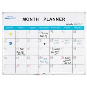 Visionchart Deluxe Magnetic Whiteboard Planner Perpetual Month 1200 X 900Mm