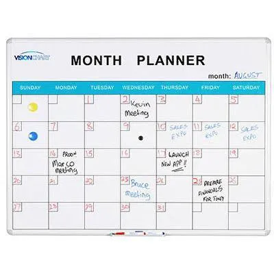Visionchart Deluxe Magnetic Whiteboard Planner Perpetual Month 1200 X 900Mm