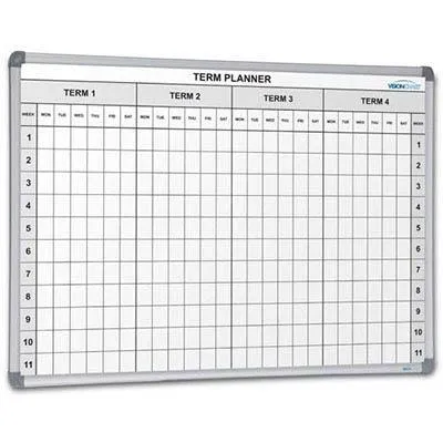 Visionchart Magnetic Whiteboard School Planner 4 Term 2400 X 1200Mm