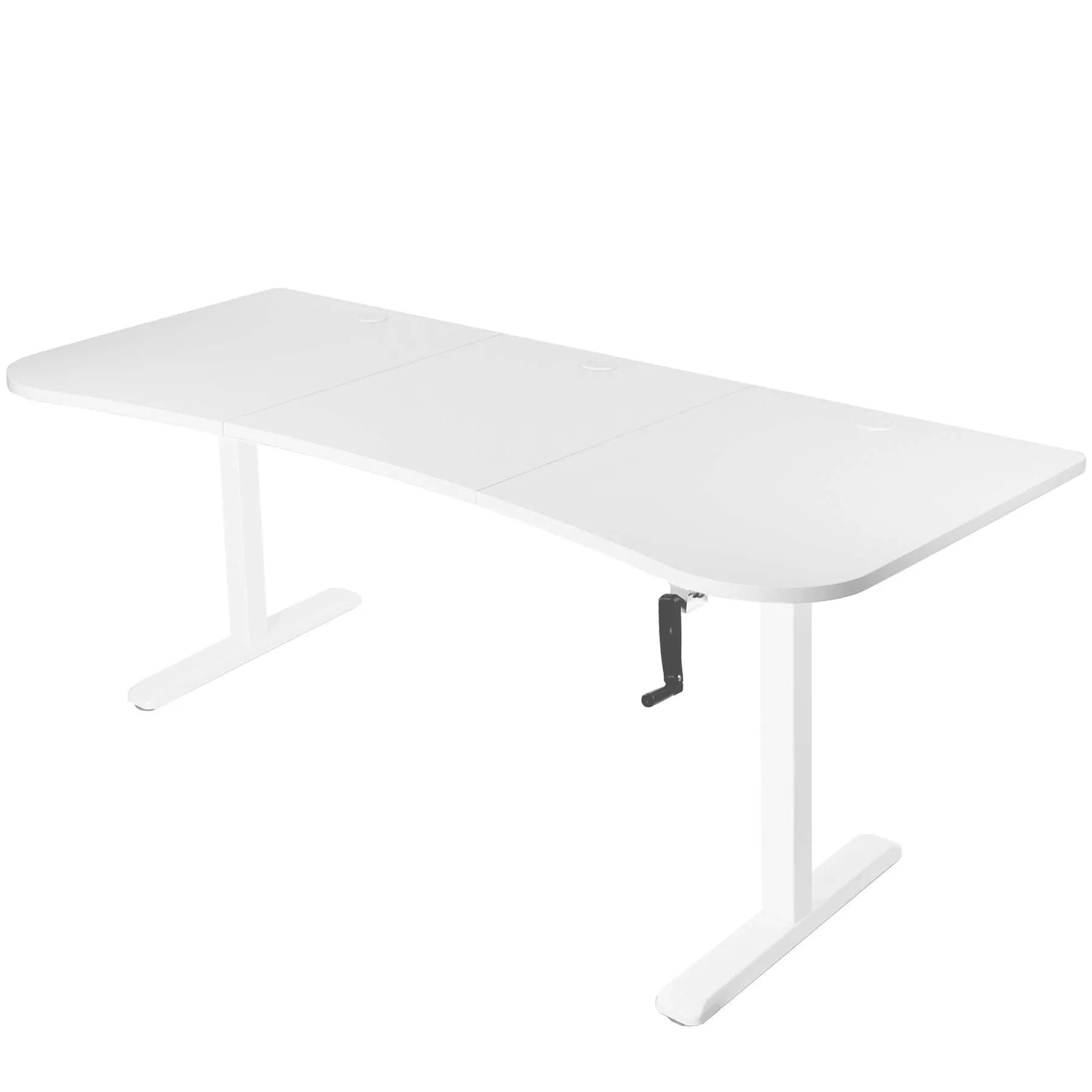 VIVO Manual Cranked 63"W Height-Adjustable Standing Desk Kit w/ 3-Section Desktop, DESK-KIT-1M1B/KIT-1M1W