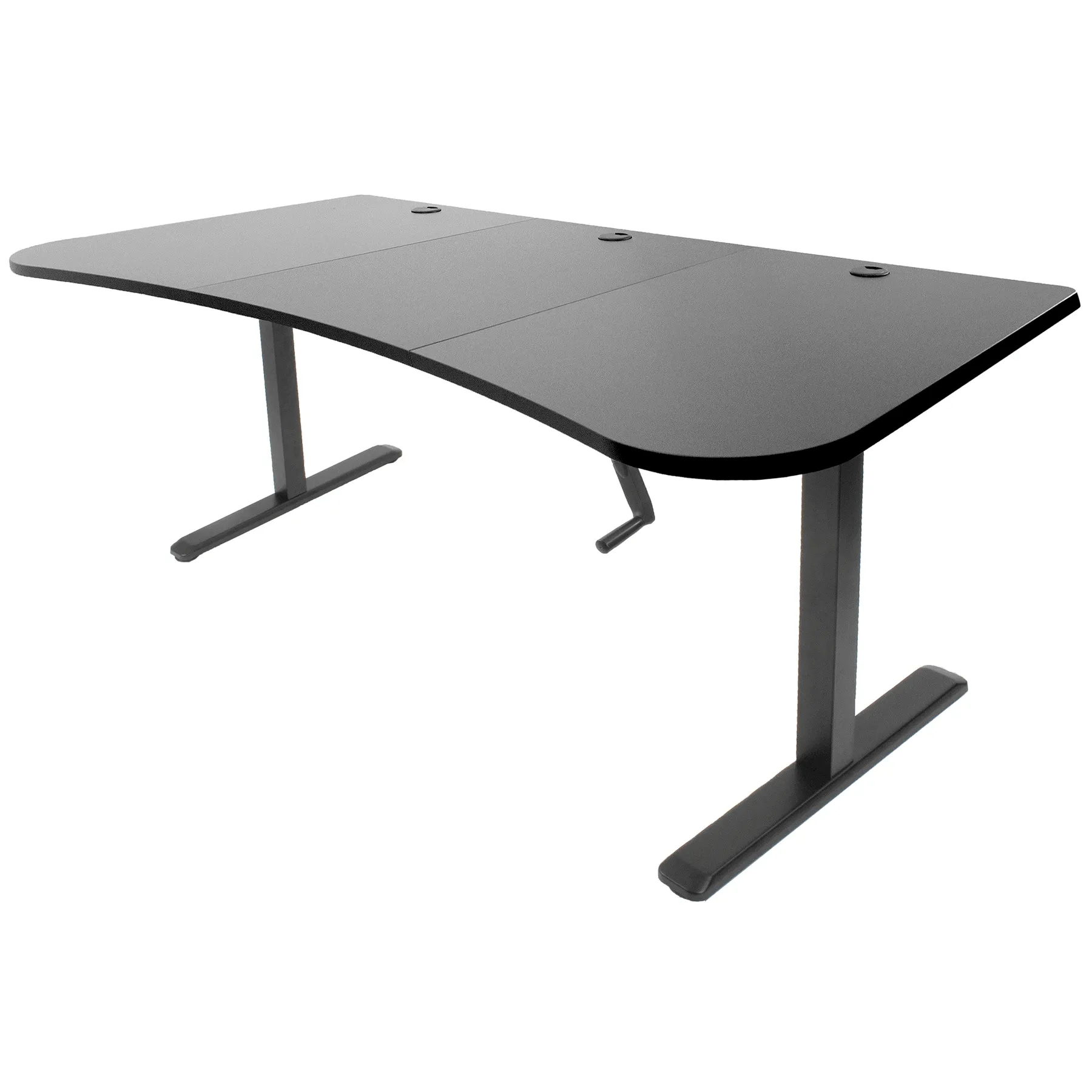 VIVO Manual Cranked 63"W Height-Adjustable Standing Desk Kit w/ 3-Section Desktop, DESK-KIT-1M1B/KIT-1M1W