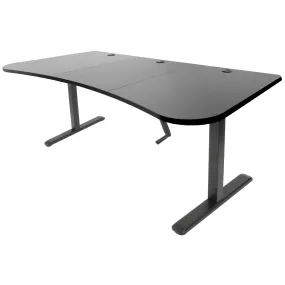 VIVO Manual Cranked 63"W Height-Adjustable Standing Desk Kit w/ 3-Section Desktop, DESK-KIT-1M1B/KIT-1M1W