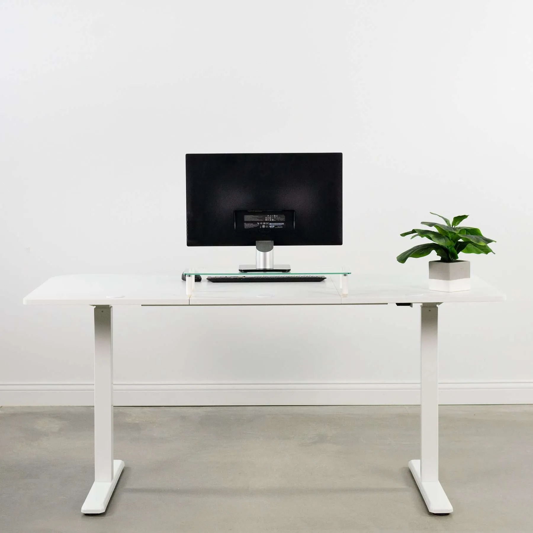 VIVO Manual Cranked 63"W Height-Adjustable Standing Desk Kit w/ 3-Section Desktop, DESK-KIT-1M1B/KIT-1M1W