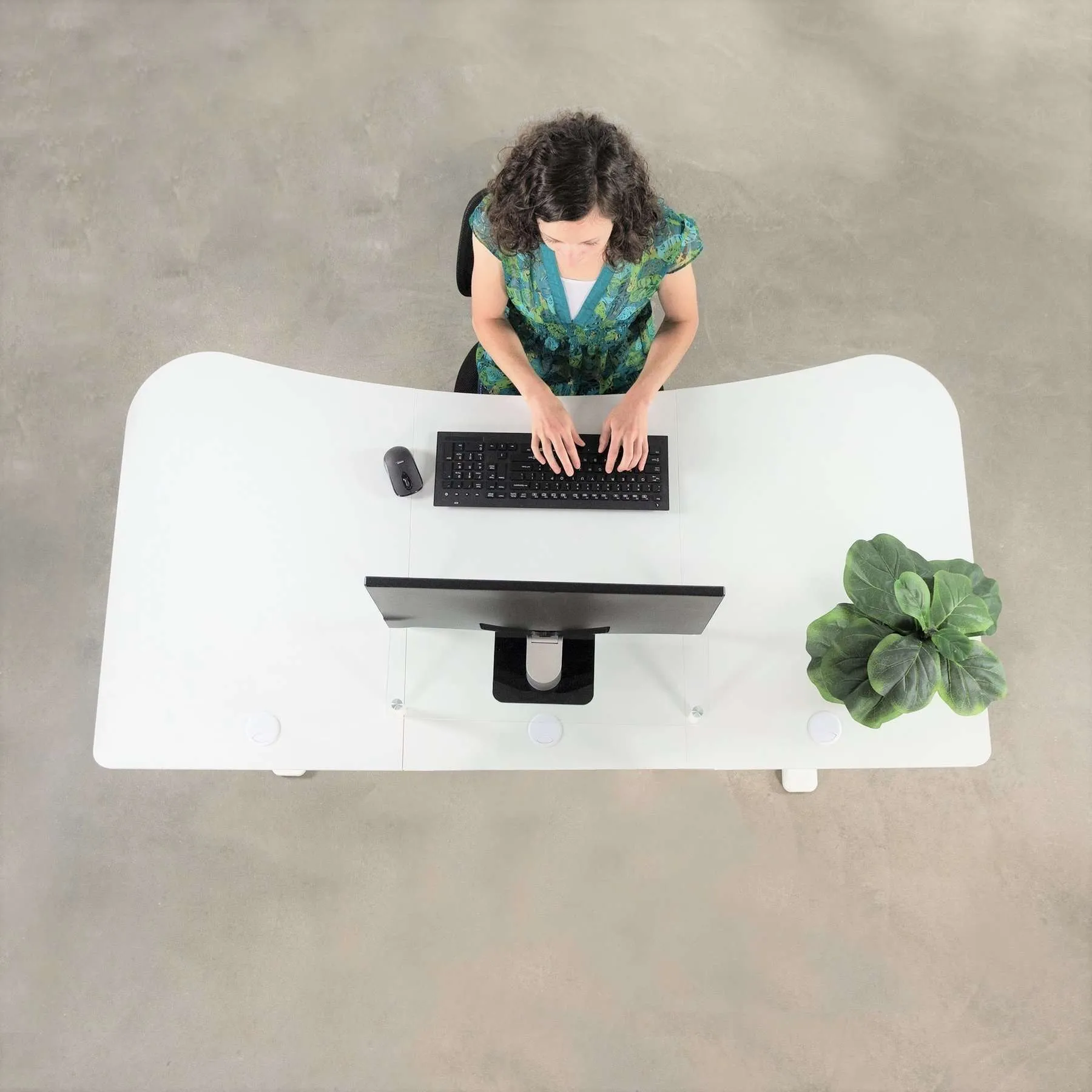 VIVO Manual Cranked 63"W Height-Adjustable Standing Desk Kit w/ 3-Section Desktop, DESK-KIT-1M1B/KIT-1M1W