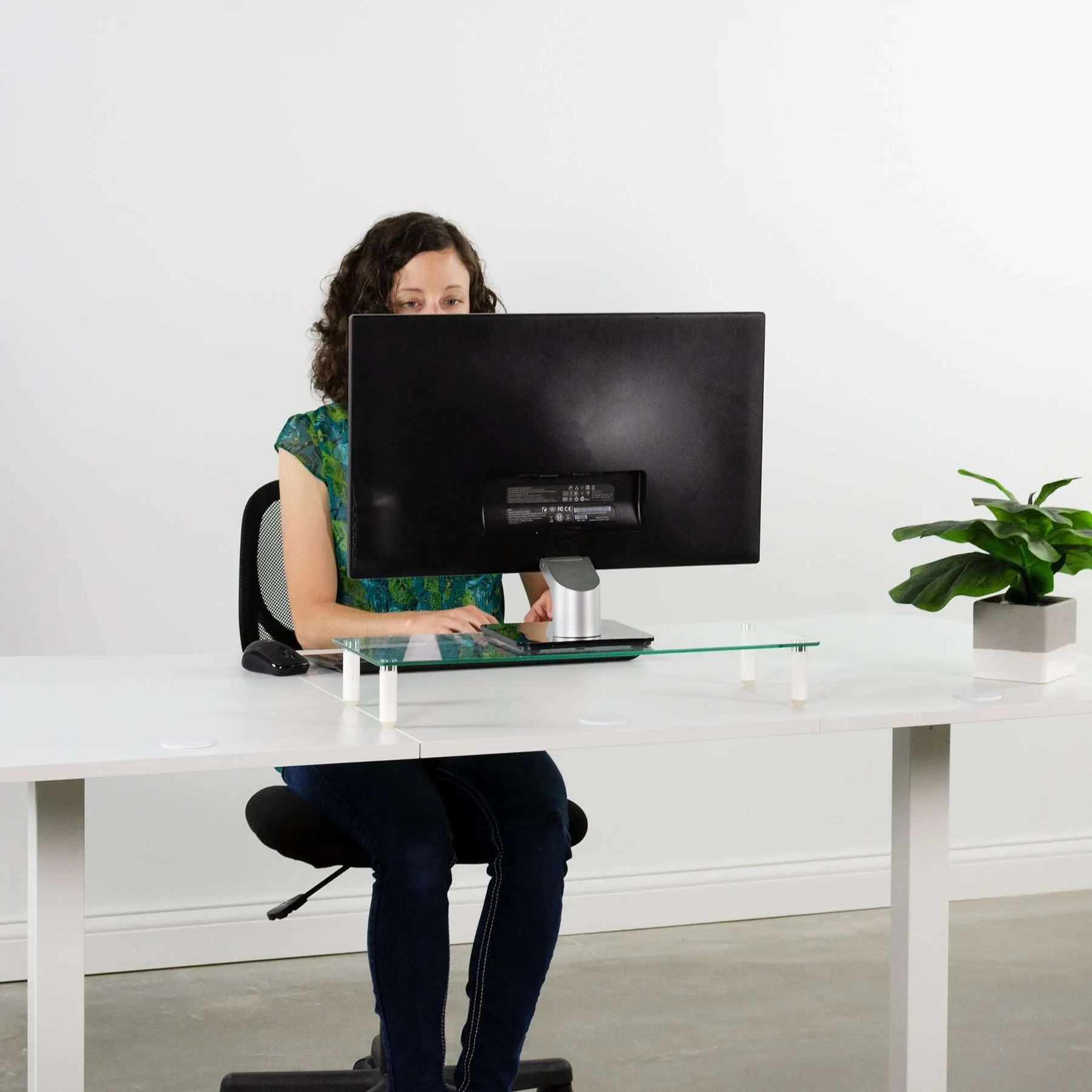 VIVO Manual Cranked 63"W Height-Adjustable Standing Desk Kit w/ 3-Section Desktop, DESK-KIT-1M1B/KIT-1M1W