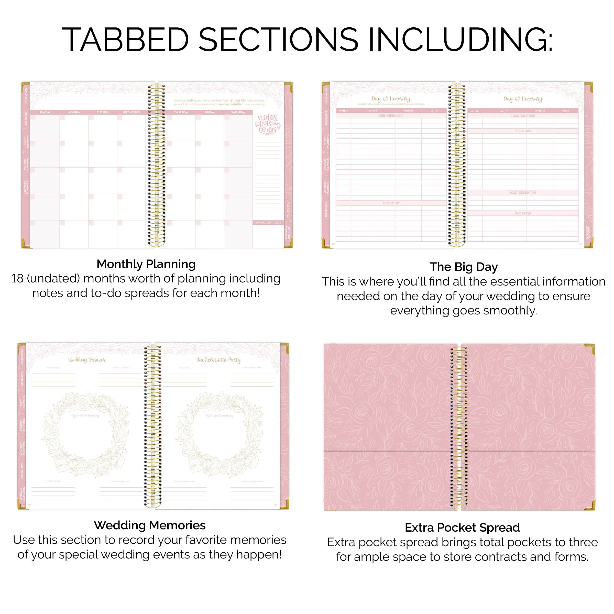Wedding Planner & Calendar, Gold Floral