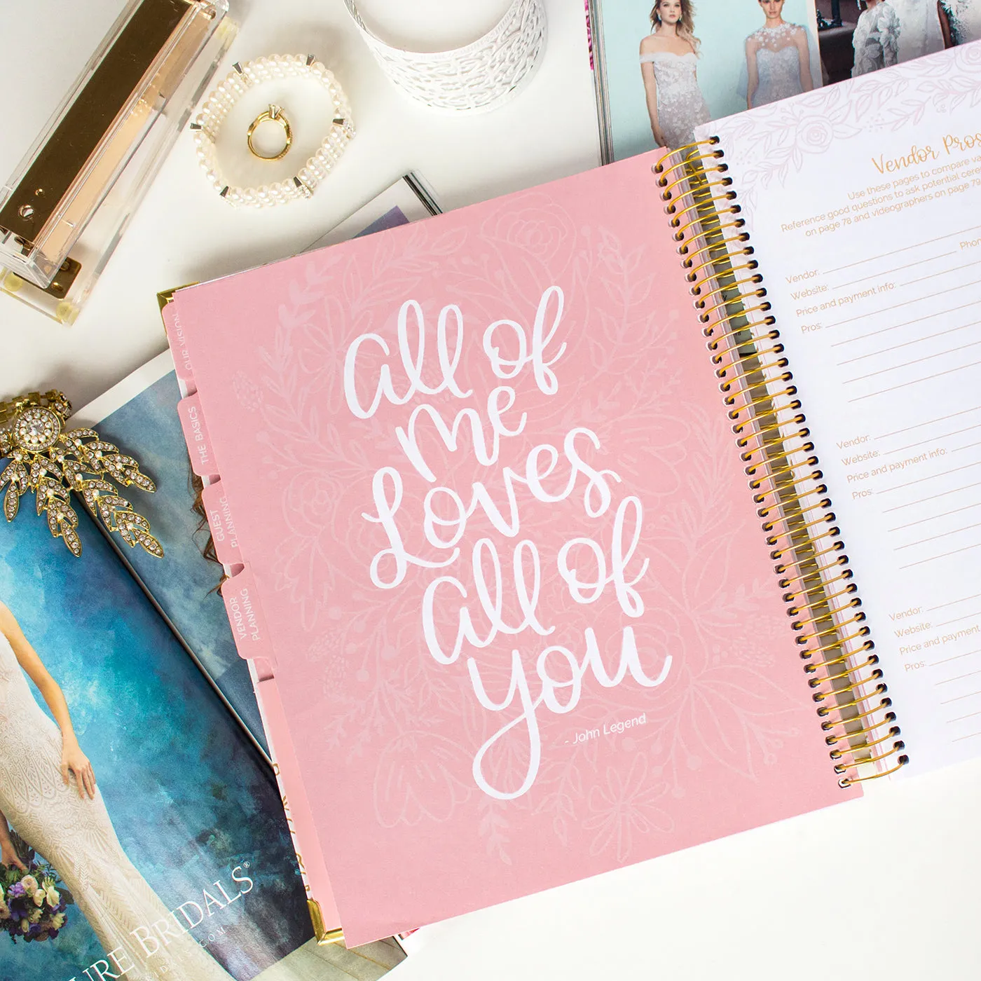 Wedding Planner & Calendar, Gold Floral