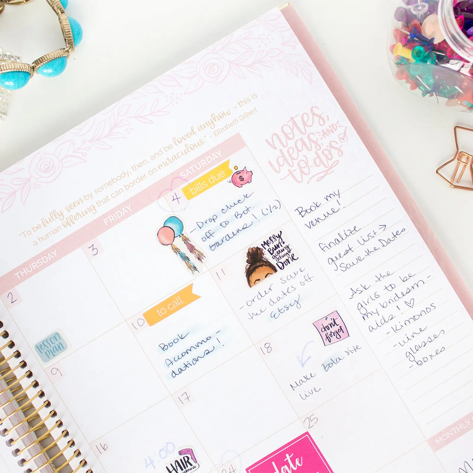 Wedding Planner & Calendar, Gold Floral