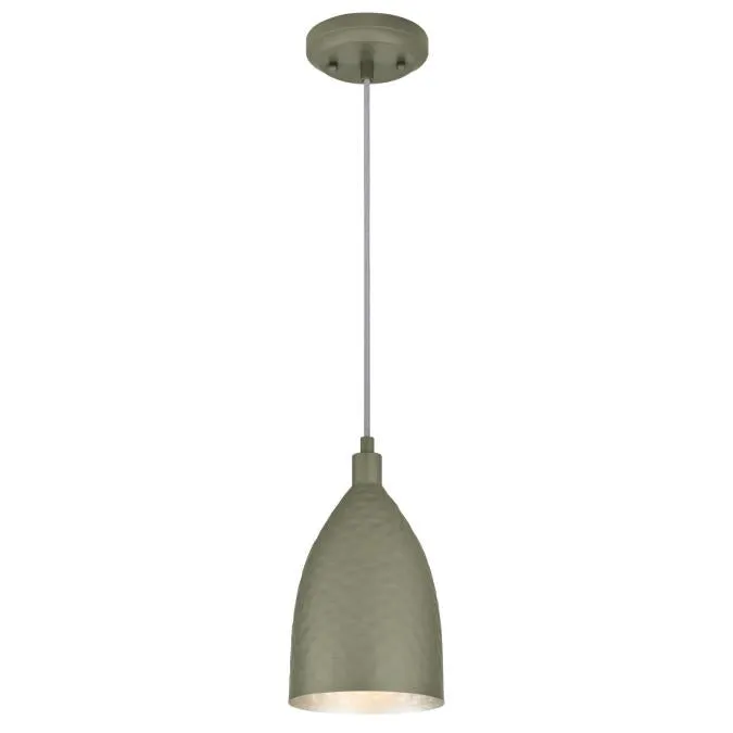 Westinghouse 6105500 One Light Mini Pendant Hammered Matte Grey Finish