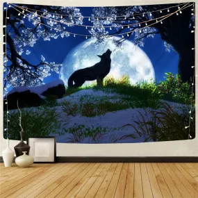 Wolf Tapestry Animal Wall Tapestry Anime Rug Wall Moon Tenture Mandala Flower Tapestries