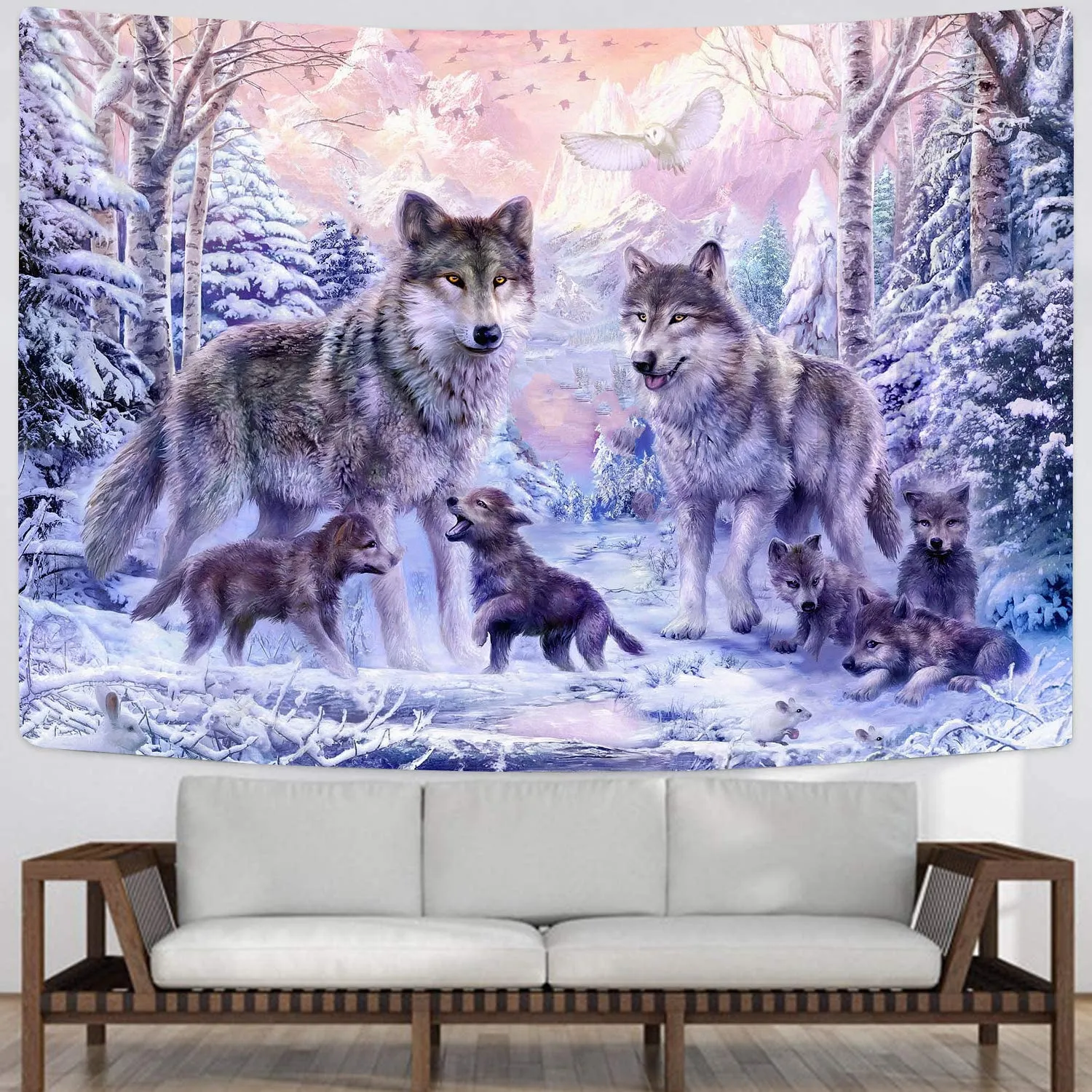 Wolf Tapiz Animal Home Tapestrys Anime Tenture Mandala Love Tapestries Family Rug Wall