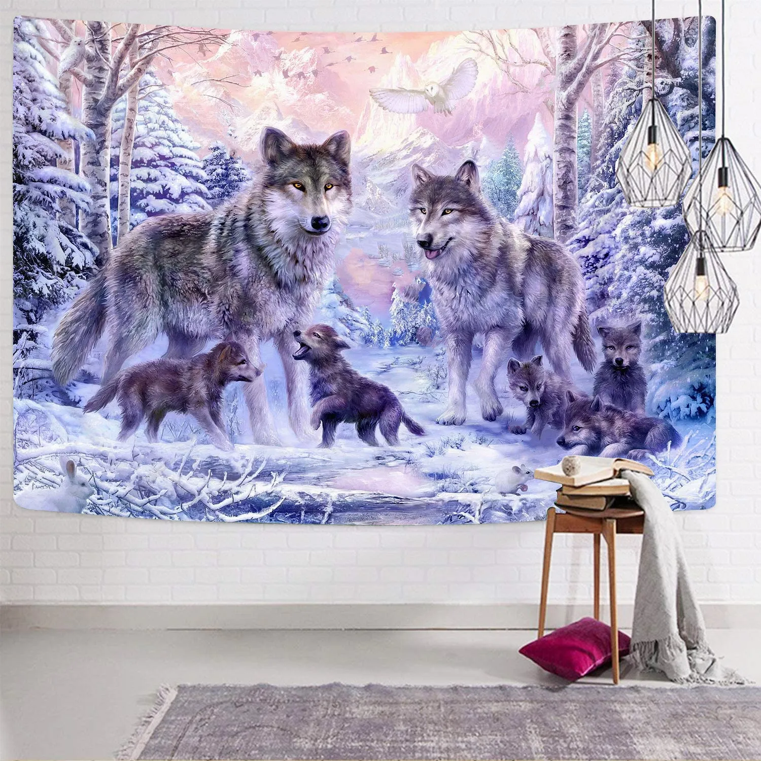 Wolf Tapiz Animal Home Tapestrys Anime Tenture Mandala Love Tapestries Family Rug Wall