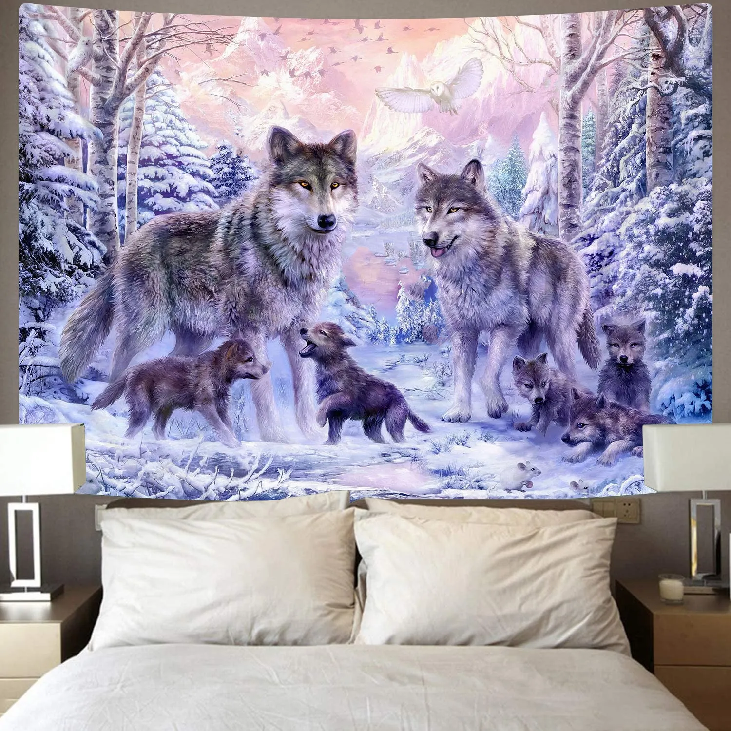 Wolf Tapiz Animal Home Tapestrys Anime Tenture Mandala Love Tapestries Family Rug Wall