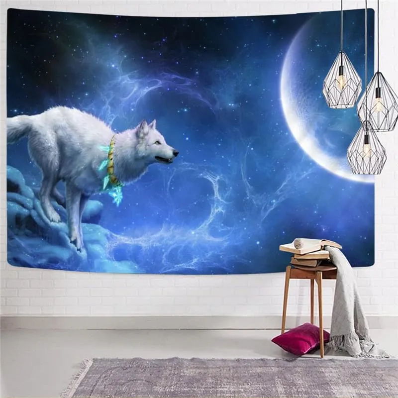 Wolf Tapiz Animal Rug Wall Anime Tapestries Galaxy Wall Tapestry Moon Home Tapestrys