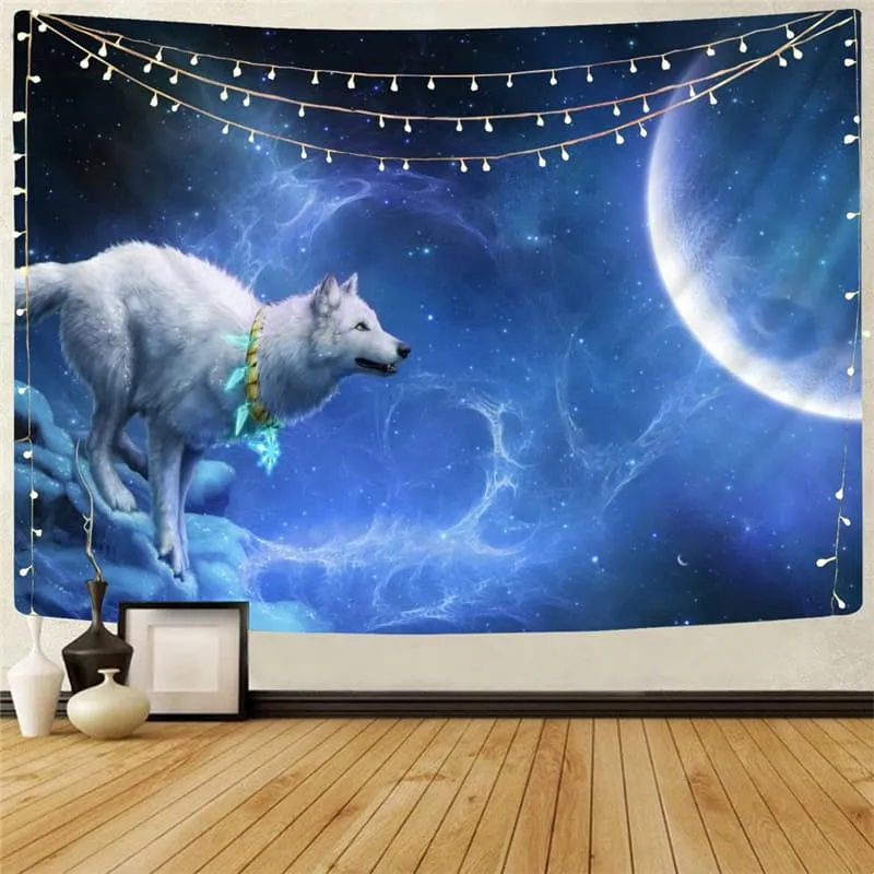 Wolf Tapiz Animal Rug Wall Anime Tapestries Galaxy Wall Tapestry Moon Home Tapestrys