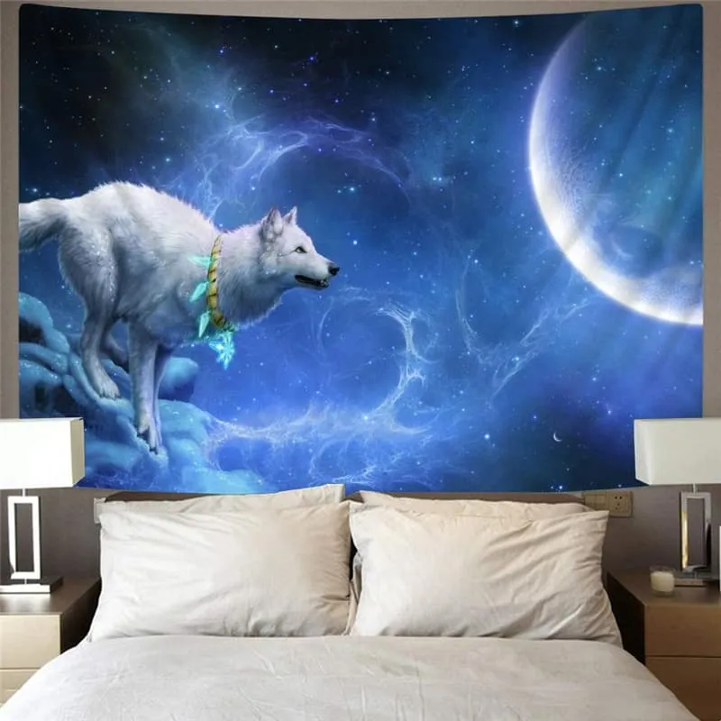 Wolf Tapiz Animal Rug Wall Anime Tapestries Galaxy Wall Tapestry Moon Home Tapestrys