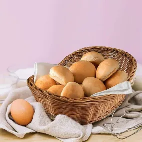 Woven Breads Serving Baskets,Oval Imitation Rattan Fruit Basket,Woven Stackable Tabletop Food Basket,Brown