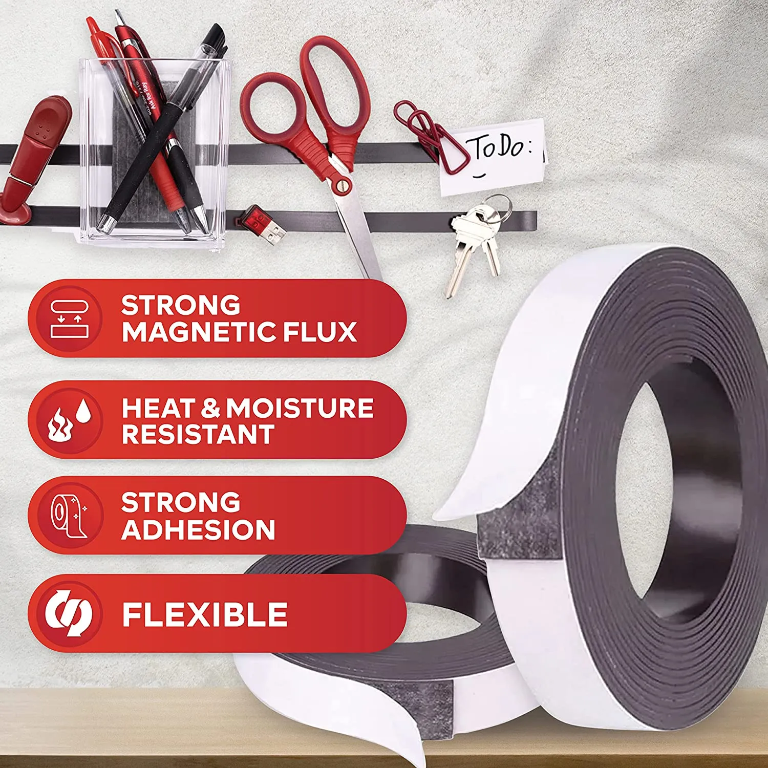 XFasten Flexible Magnetic Tape | 1 Inch x 10 Foot